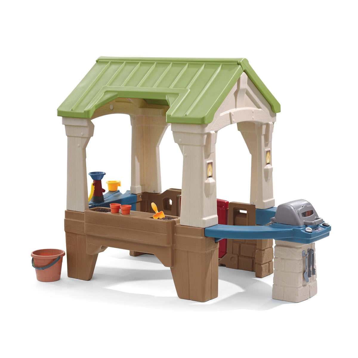 Brown Toddler Playhouse with Grill and Planter V4962