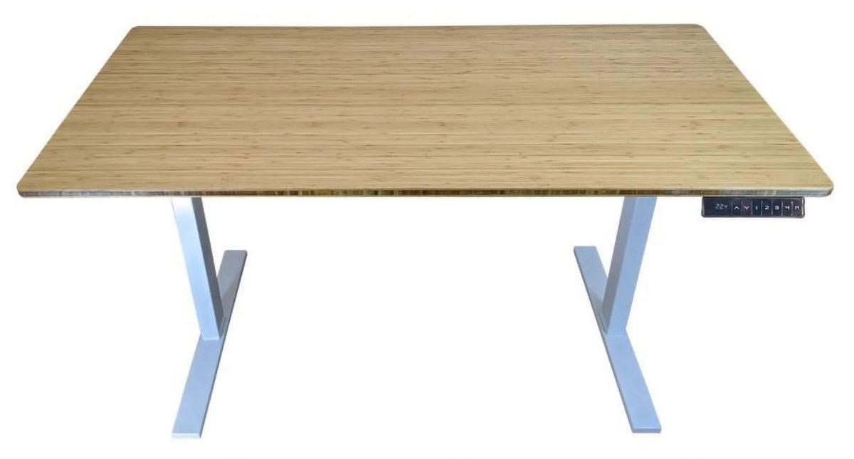 Gray Natural Bamboo Adjustable Computer Desk K8275