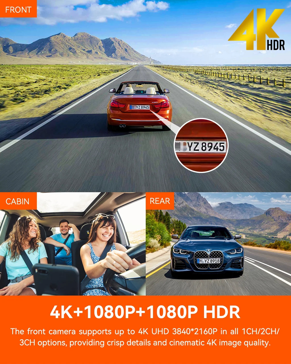 3 Channel 4K WiFi Dash Cam K702319
