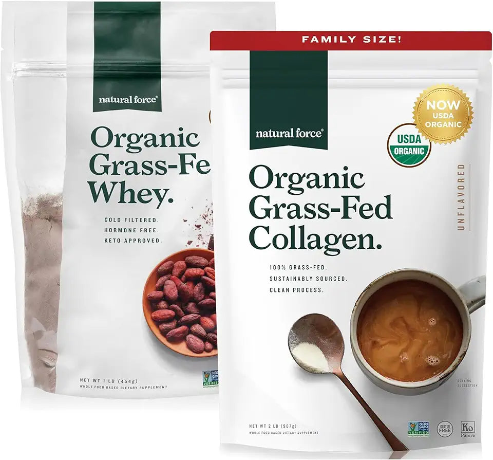 Organic Collagen Peptides Powder Unflavored, 32 oz Whey Protein Powder Chocolate 1 lb U654262
