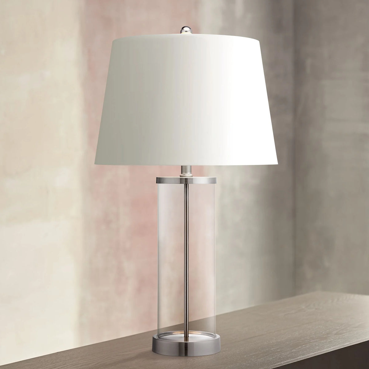 Set of 2 Clear Glass Fillable Steel Table Lamps K617