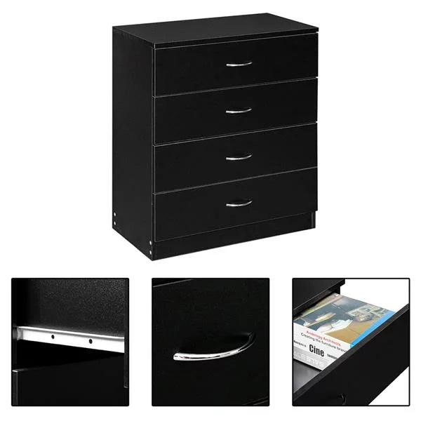 Black 4 Drawer Bedside Table G72321
