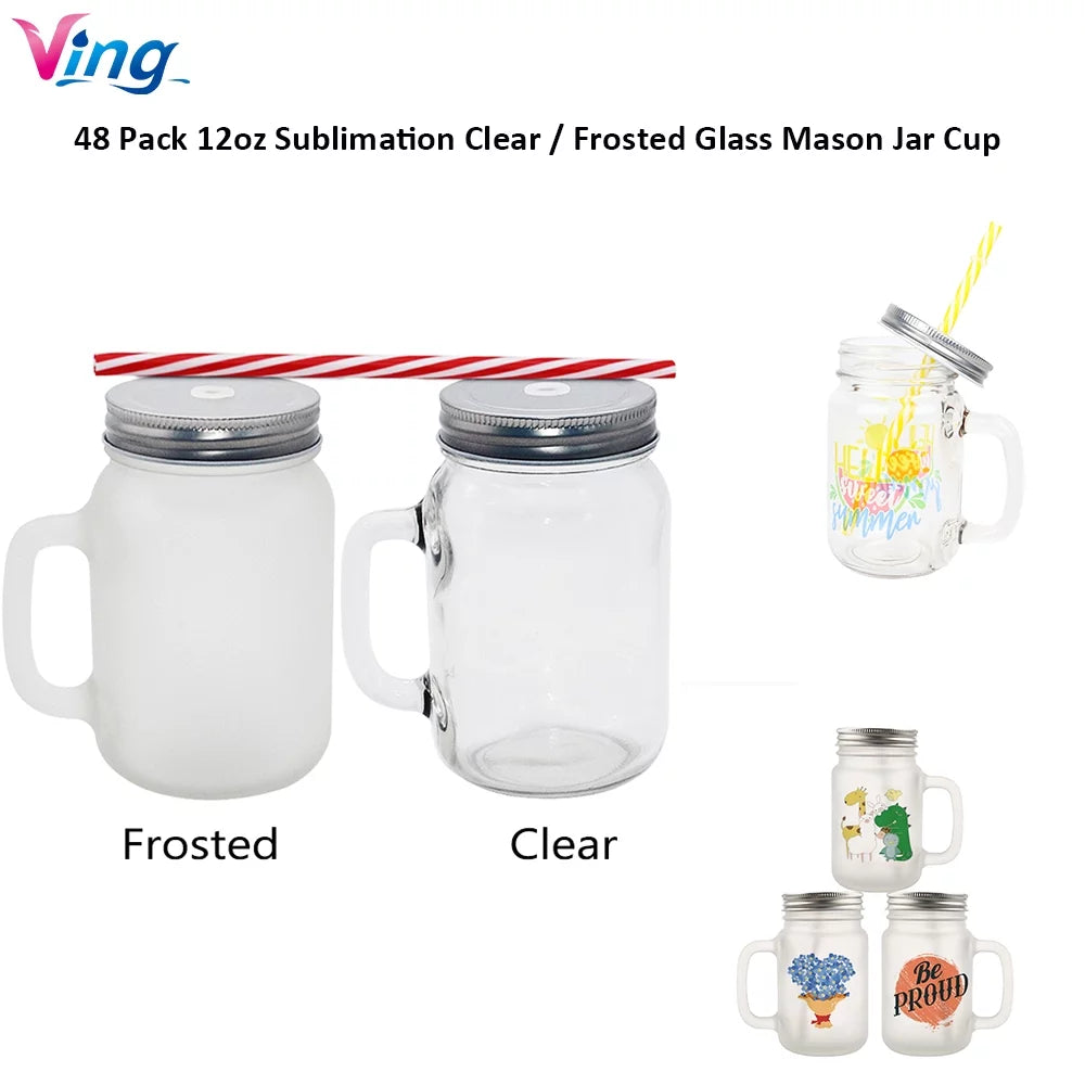 48 Pack 12oz Glass Tumbler with Handle J307