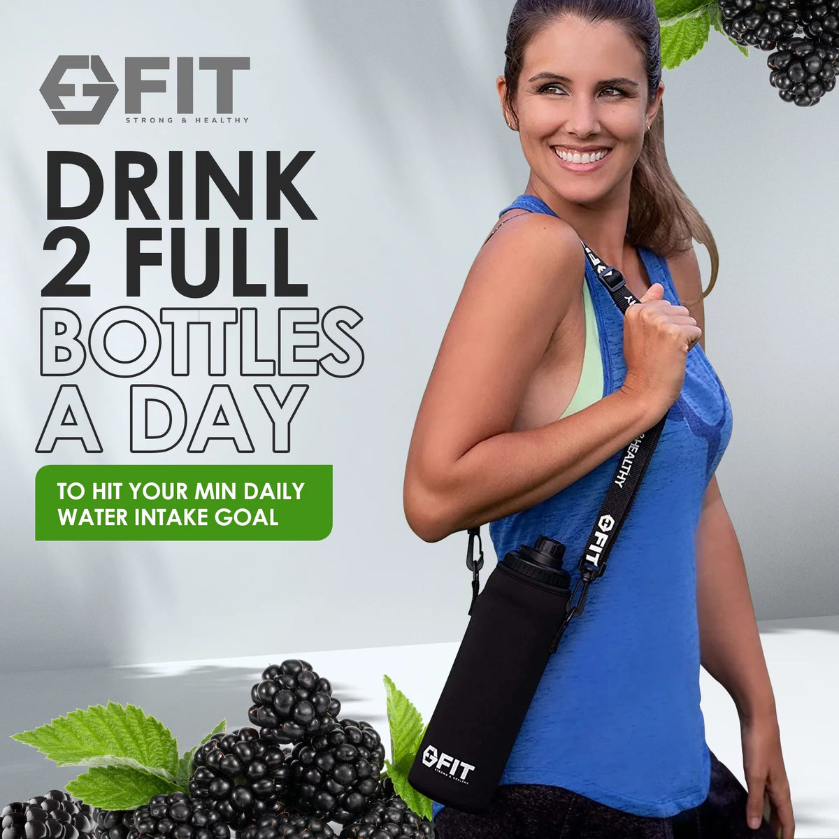 32 oz Glass Water Bottle with Time Marker and Carrier T854