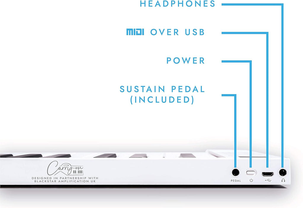 White Portable Digital 88 Key Folding Piano Keyboard with Sustain Pedal and Storage Bag A184774