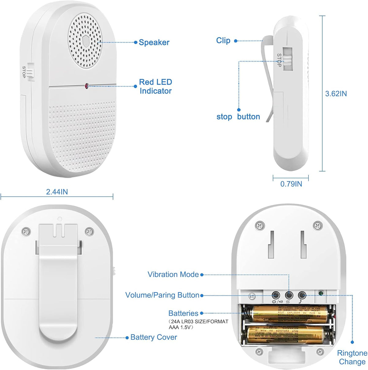 Caregiver Pager Call Button Emergency Alert System V242