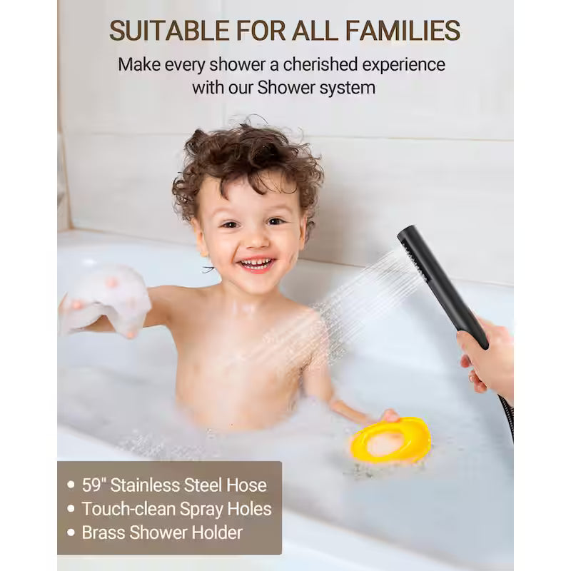 10 in. Wall Mount Shower Head and Tub Faucet 2.5 GPM Matte Black Z313147