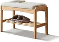 Wood 2-Tier Shoe Bench with Cushion F8430