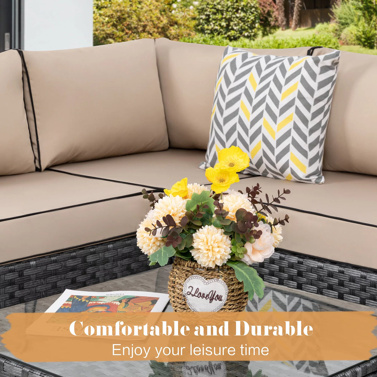 7 Piece Wicker Outdoor Sectional Sofa Set Y247