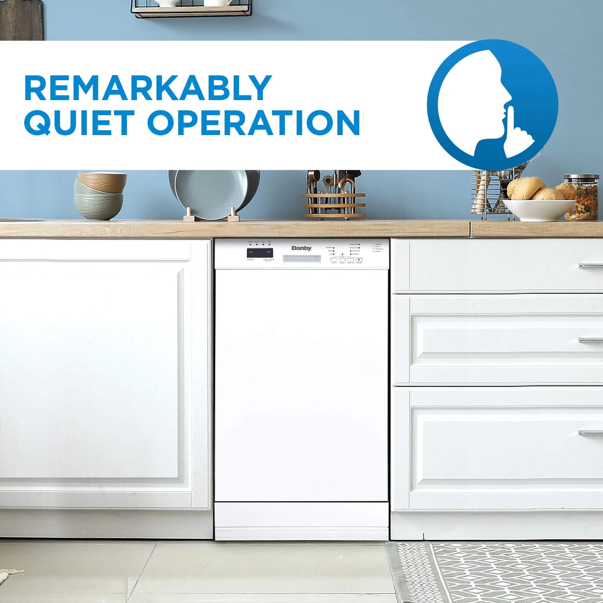 18 Wide Built-in Dishwasher in White L337