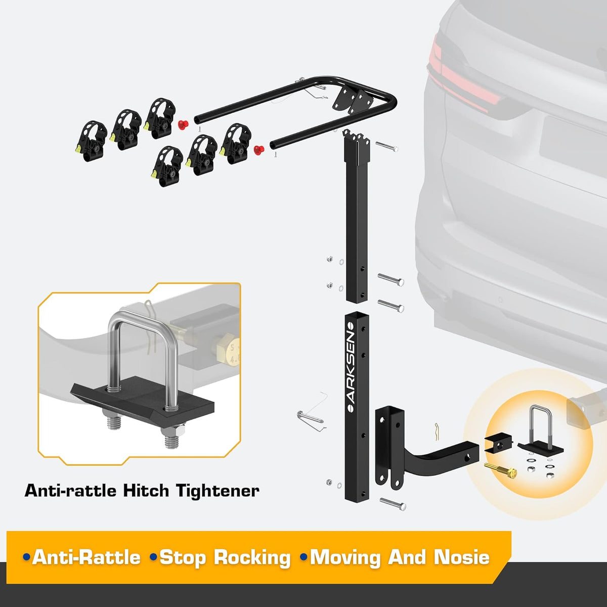 3 Bike Hitch Mount Carrier with Tie Down Strap B693