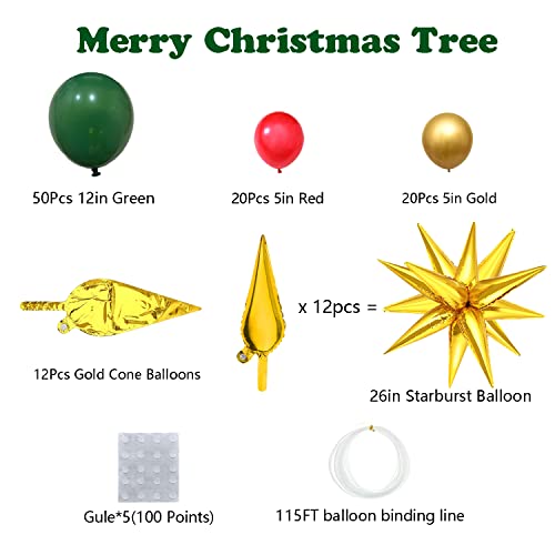 Green Red Golden Christmas Balloon Garland Arch Kit X4384