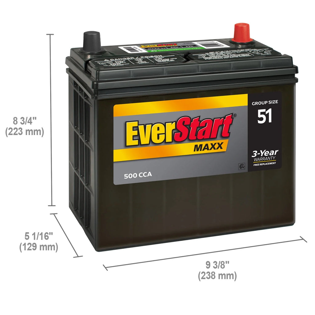 Lead Acid Automotive Battery Group Size 51 12 Volt 500 CCA P4823