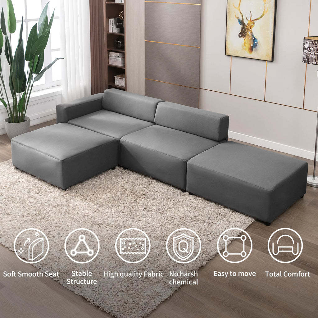 Light Gray L Shape Sectional Sofa O966