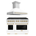 48 In. Gas Range and Range Hood in Stainless Steel with White Matte Door N804146