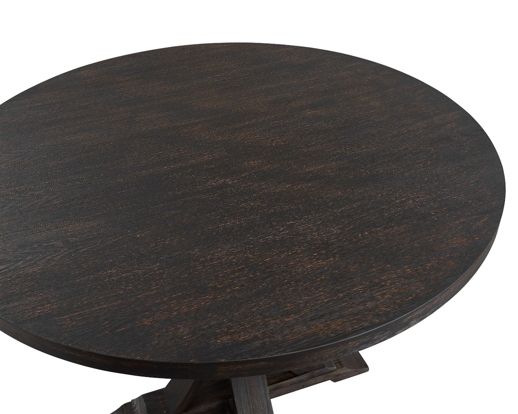 Distressed Black Finish Round Pedestal Dining Table M495