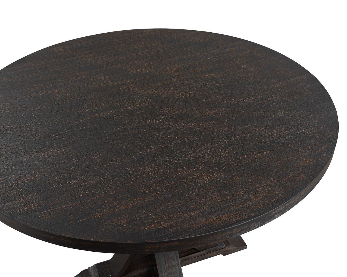 Distressed Black Finish Round Pedestal Dining Table M495