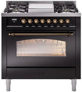 36 Dual Fuel Natural Gas Range Glossy Black Bronze Trim A829