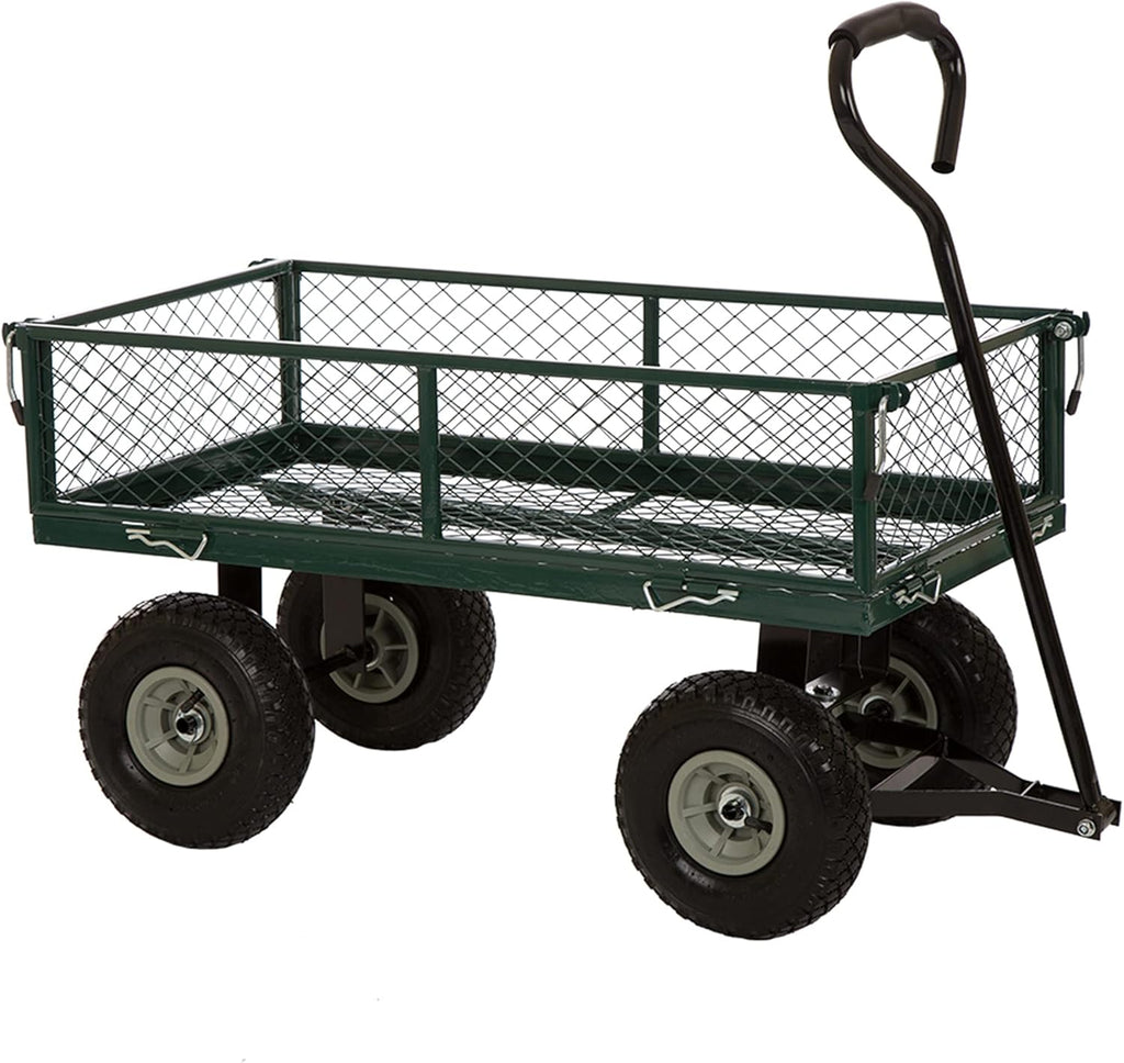 Heavy Duty Steel Utility Cart 550-lbs Capacity with Removable Sides and 10 Inch Wheels V397