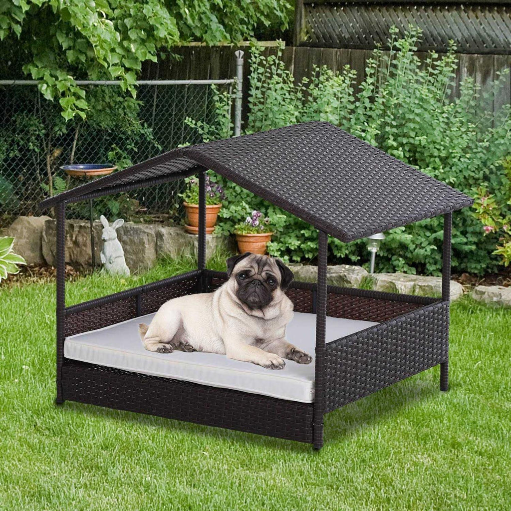Wicker Elevated Dog House with Removable Cushion P5000