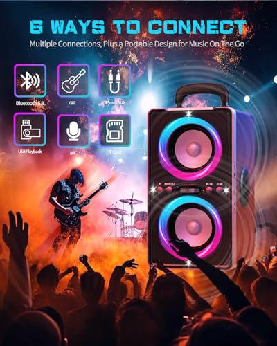 Portable Bluetooth Speaker 200W Peak with Subwoofer LED Light Z551498