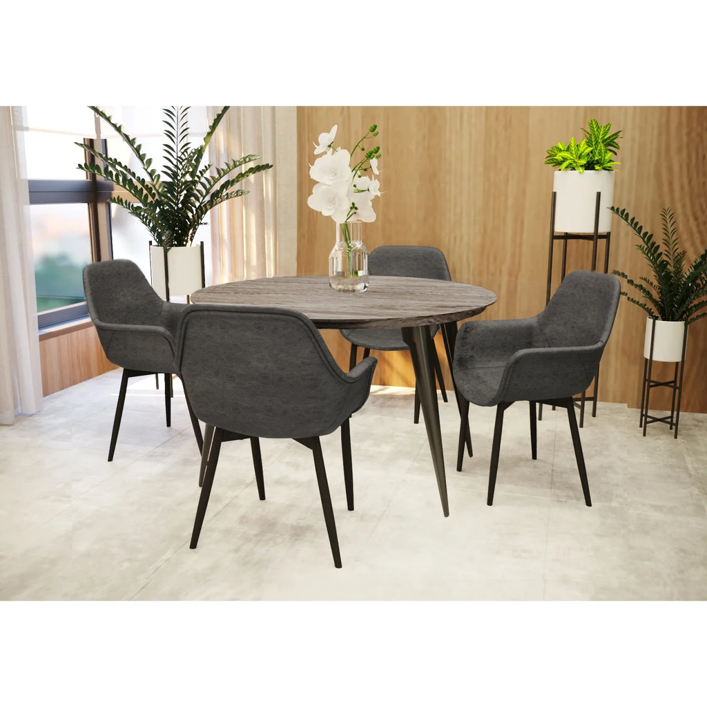 Round Wood 47" Dining Table With Metal Legs C443