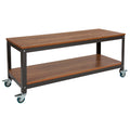 Brown Oak Wood Grain TV Stand with Metal Wheels I886293