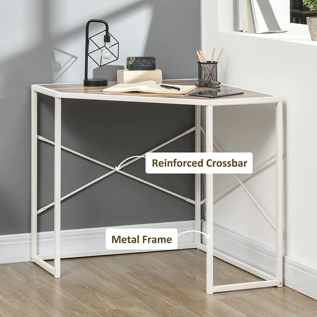White Corner Computer Desk with Steel Frame B82563