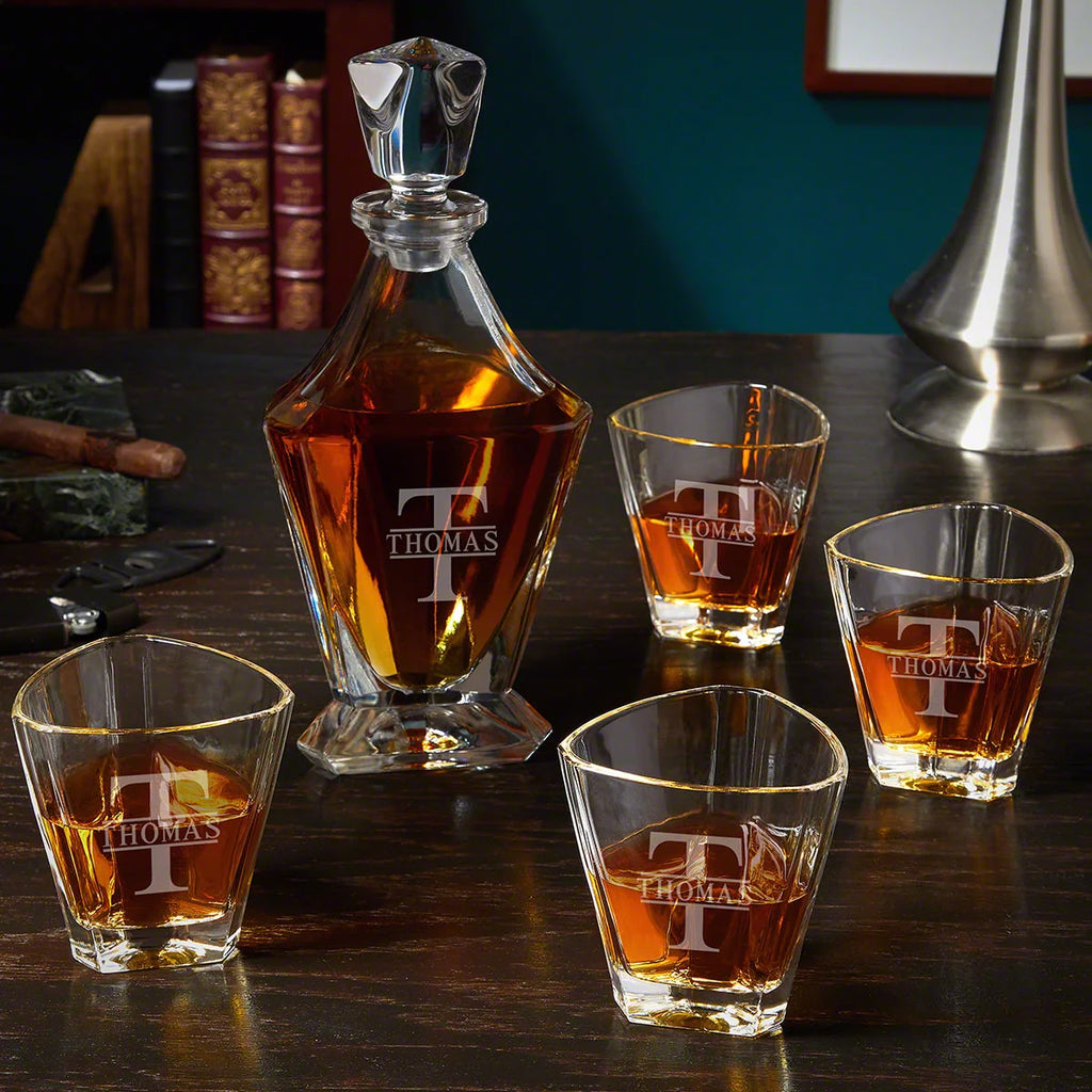 Engraved Whiskey Decanter Set F948