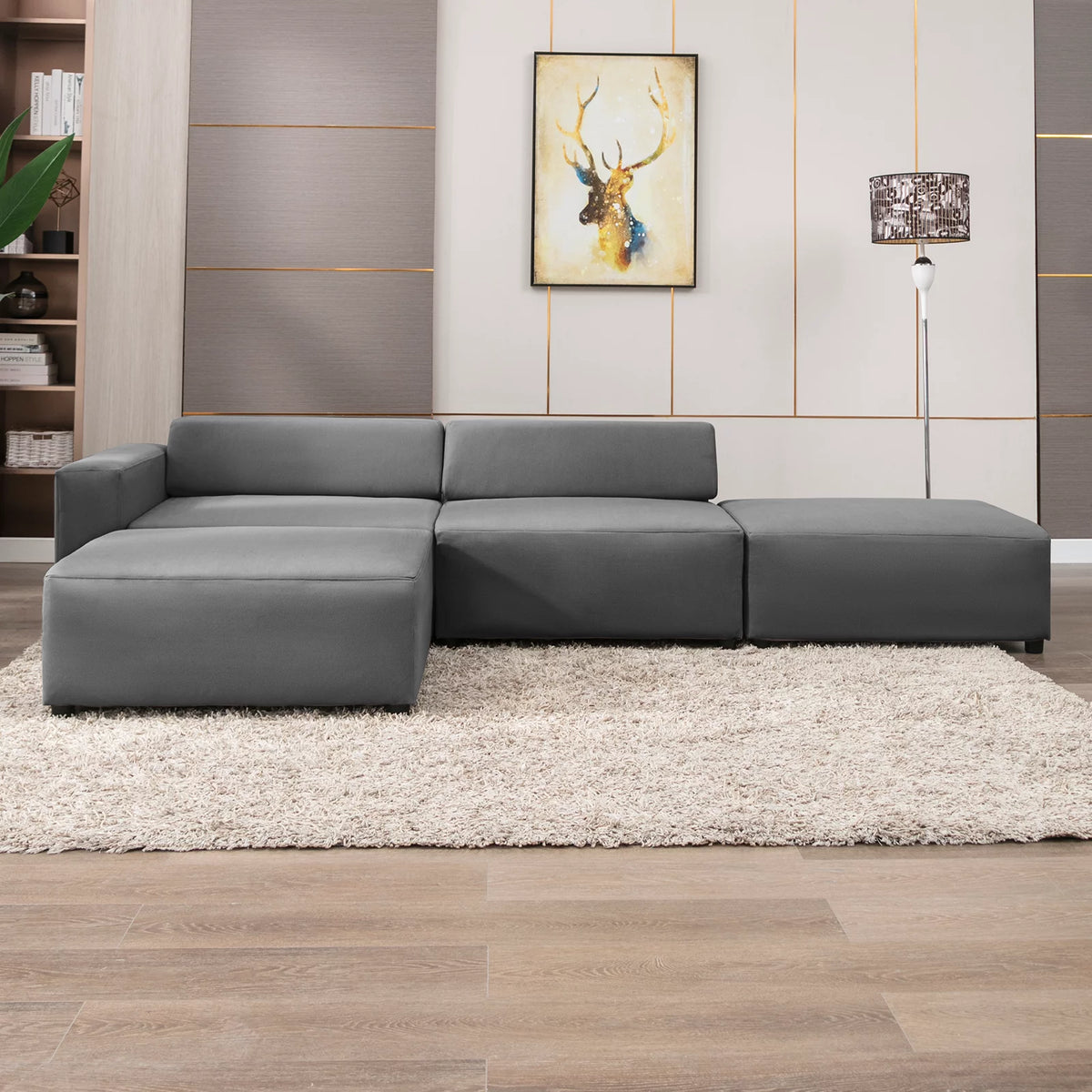 Light Gray L Shape Sectional Sofa O966