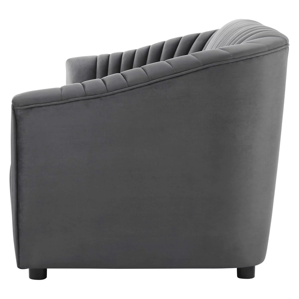 Charcoal Grey Velvet Tufted Sofa O505824