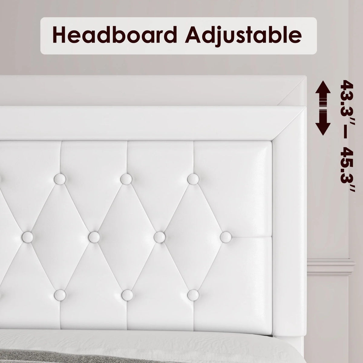 Queen Size 2 Drawers PU Leather Upholstered Platform Bed O5682