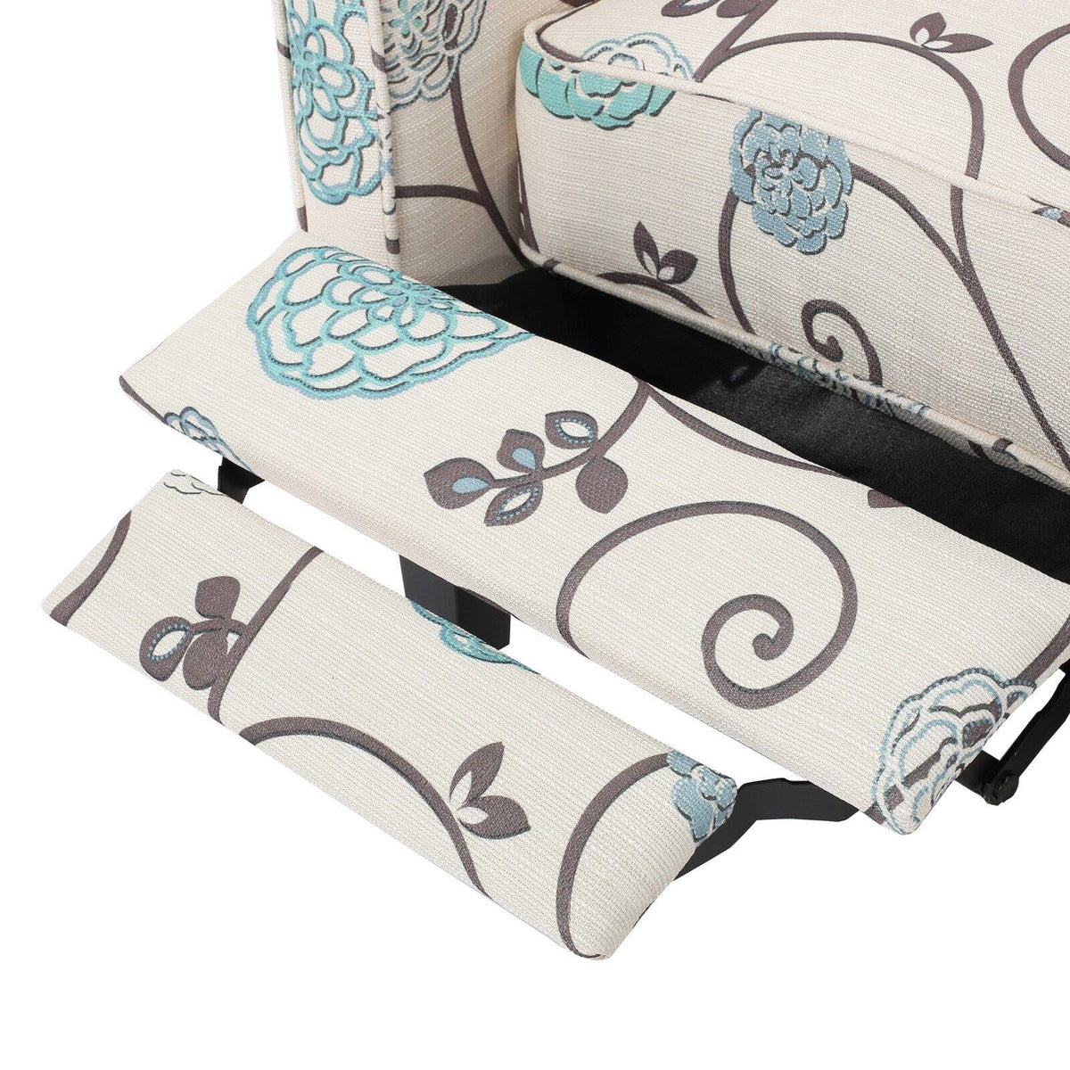 White and Blue Fabric Recliner X6653