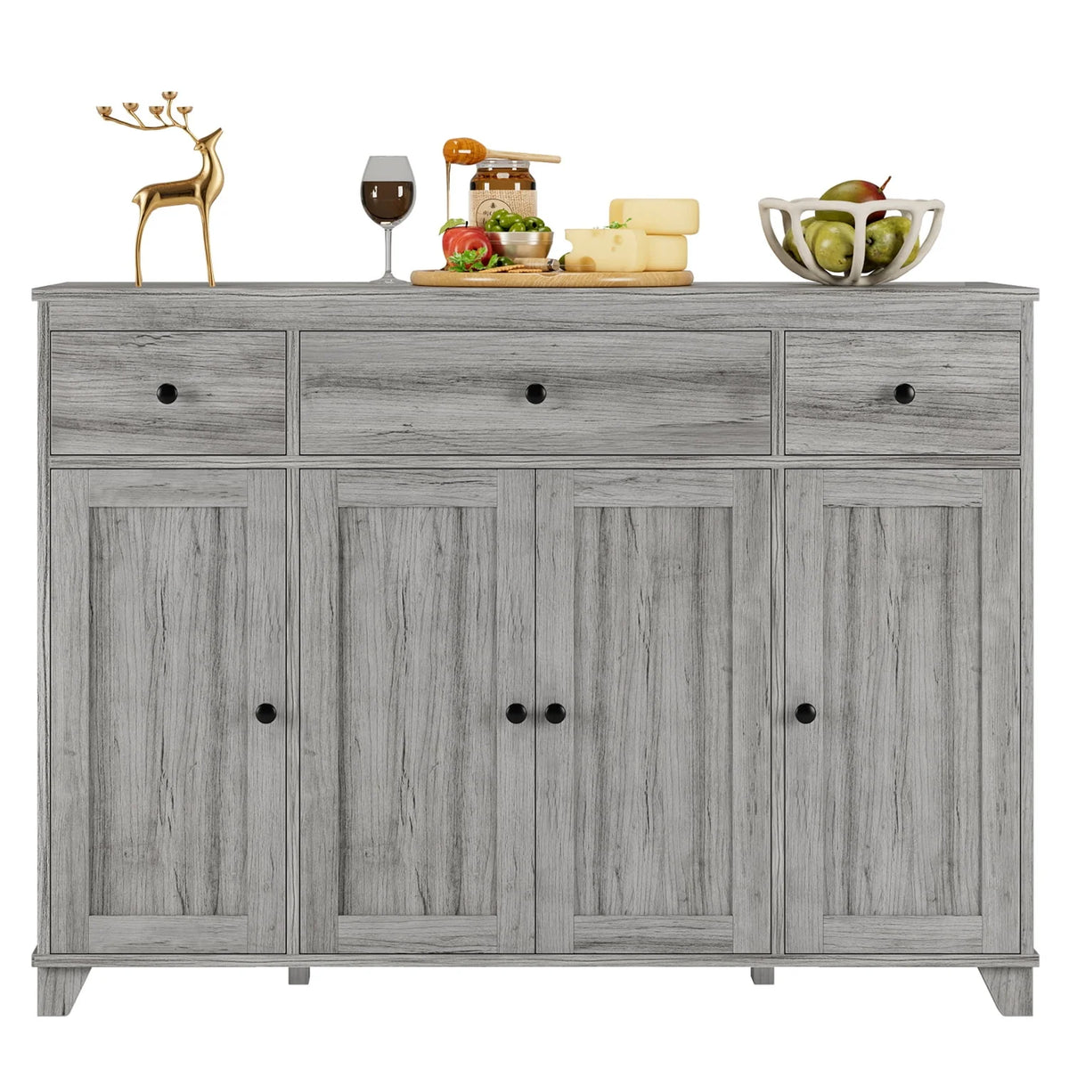 White 3 Drawer Buffet Sideboard Cabinet Q607457