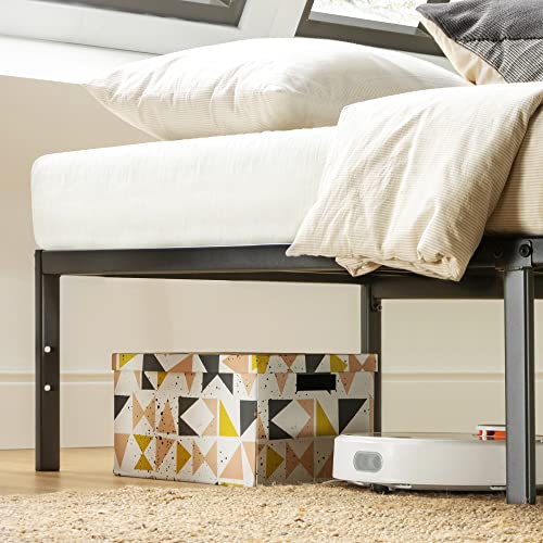 14 Inch Metal Platform Bed with Steel Slat Mattress Foundation Queen Black L910