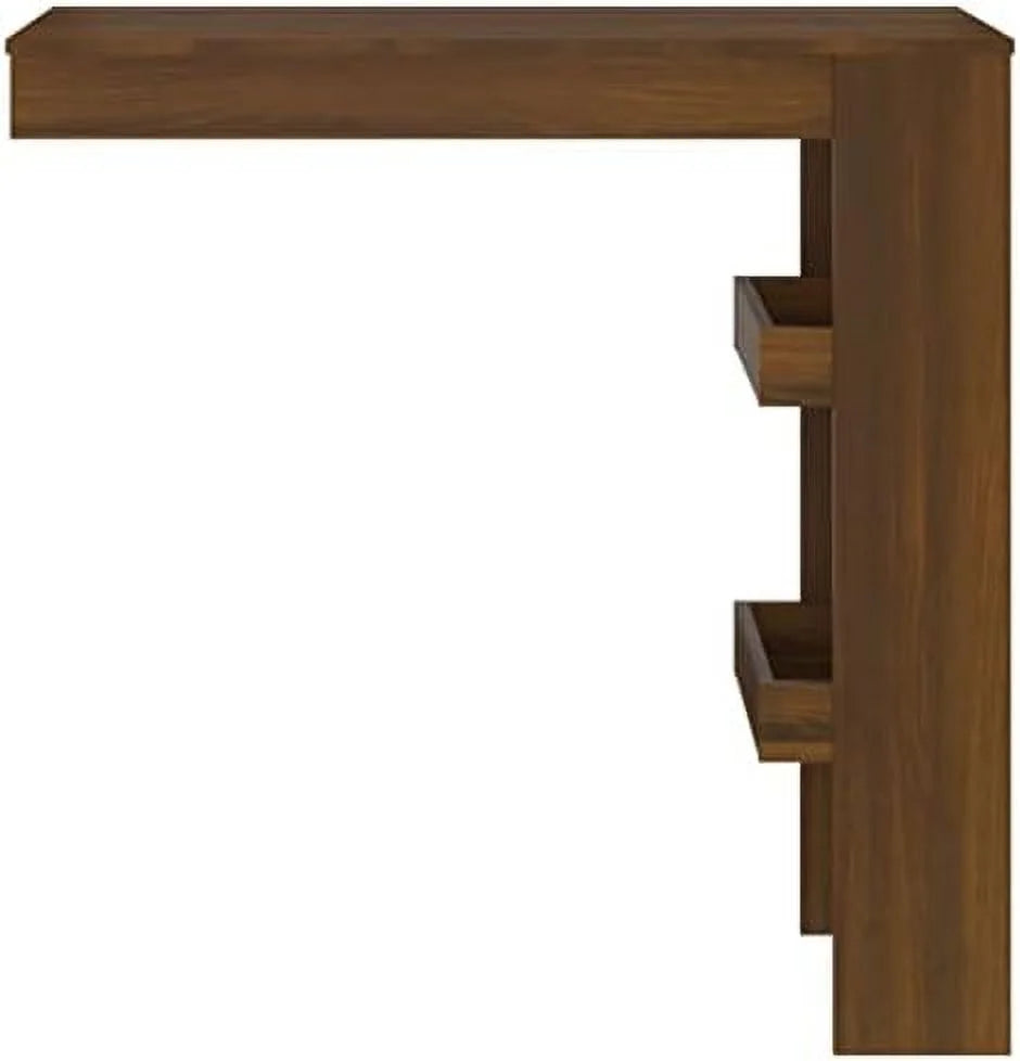 Black Engineered Wood Wall Table with Compartments H4056