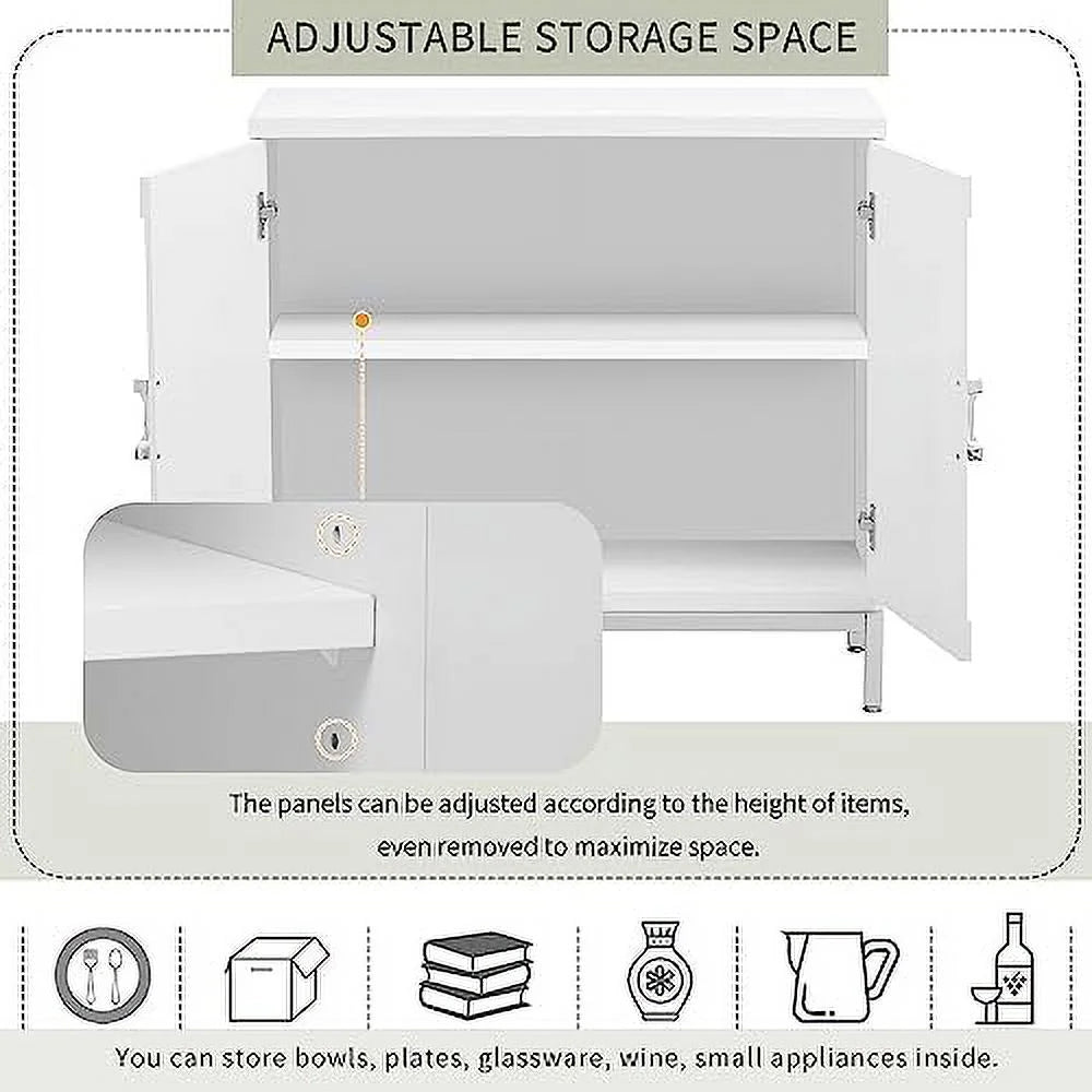 White Accent Cabinet with Metal Leg Frame T539