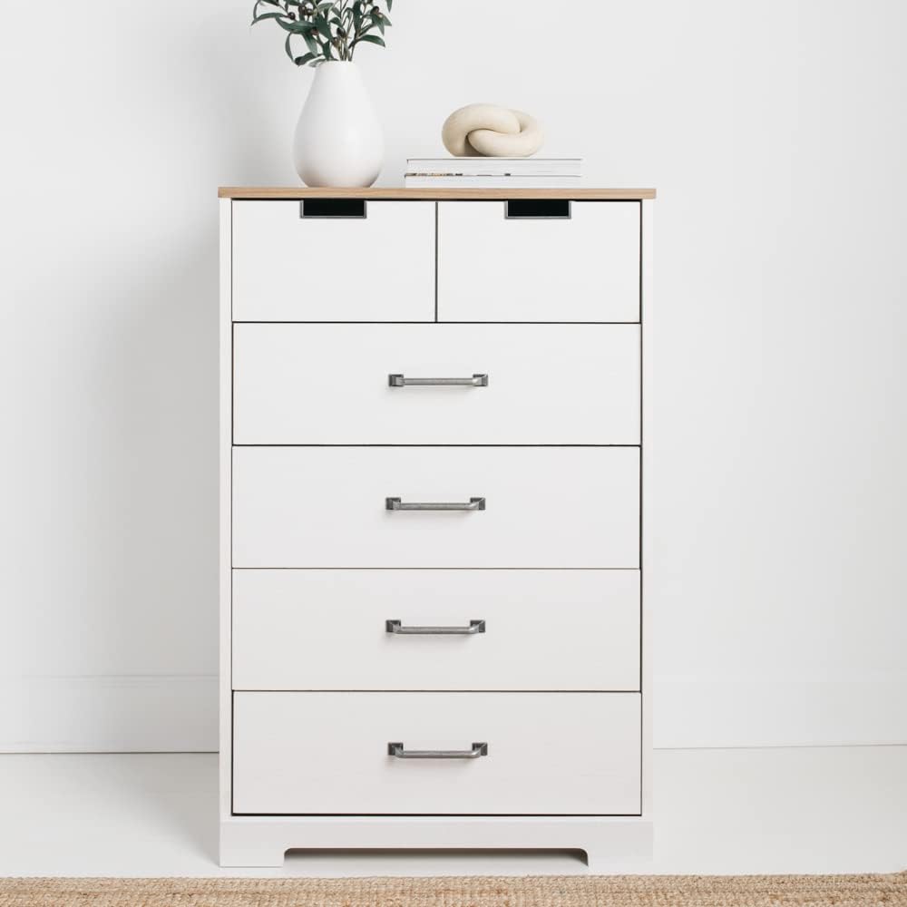 White 5 Drawer Wood Chest V95765