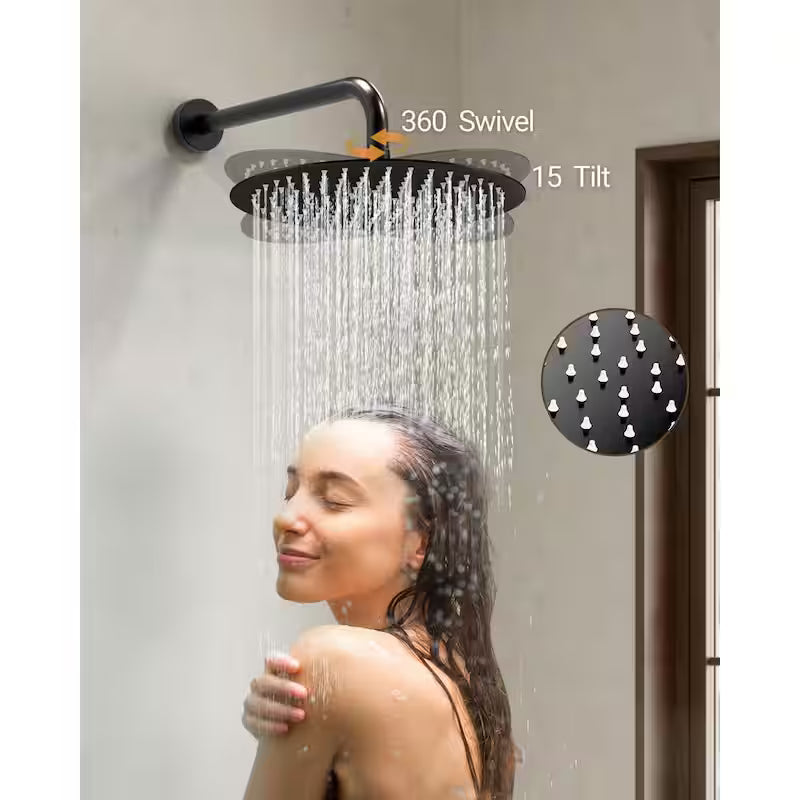 10 in. Wall Mount Shower Head and Tub Faucet 2.5 GPM Matte Black Z313147