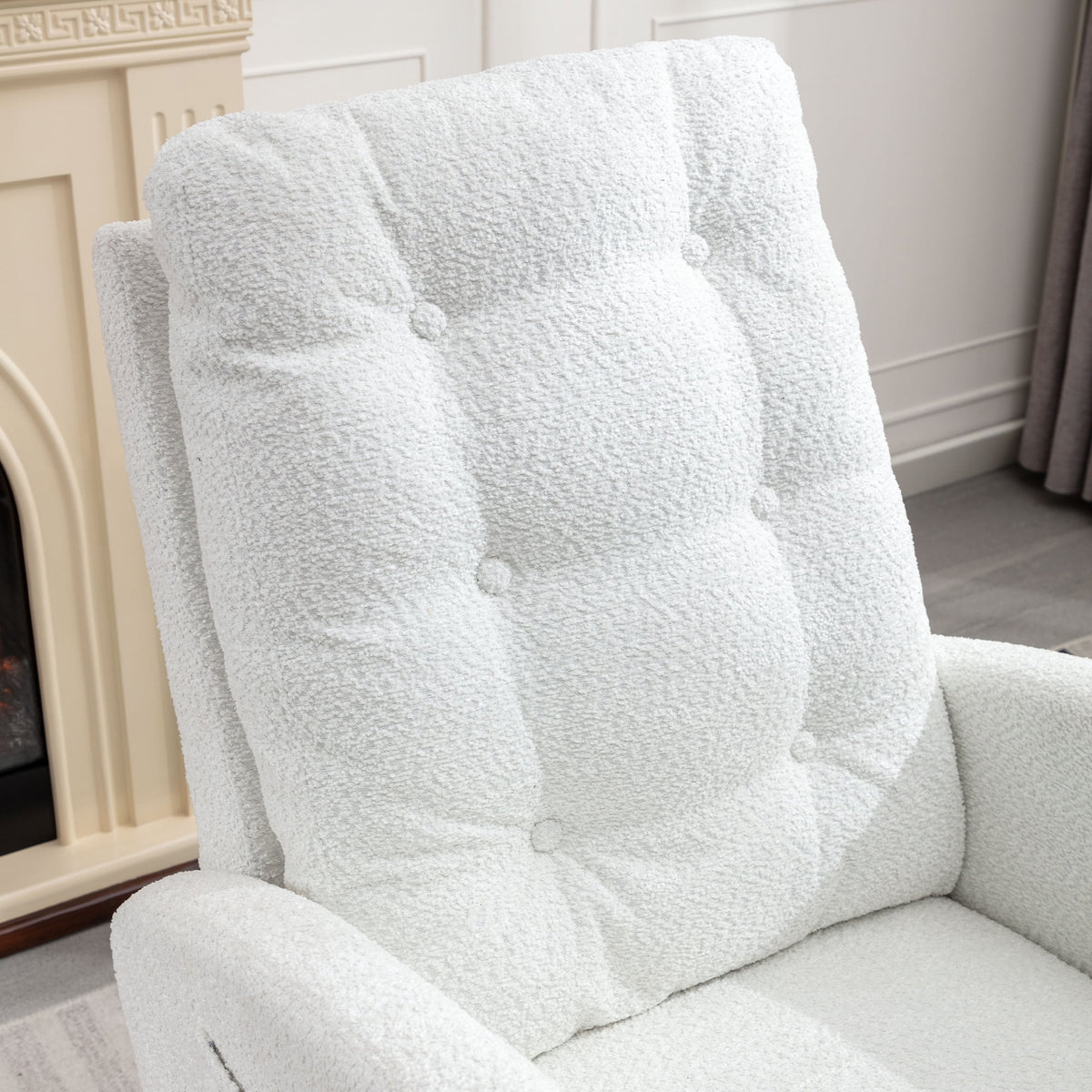 Rocking Chair with Footrest High Back Rubber Wood Legs P538117