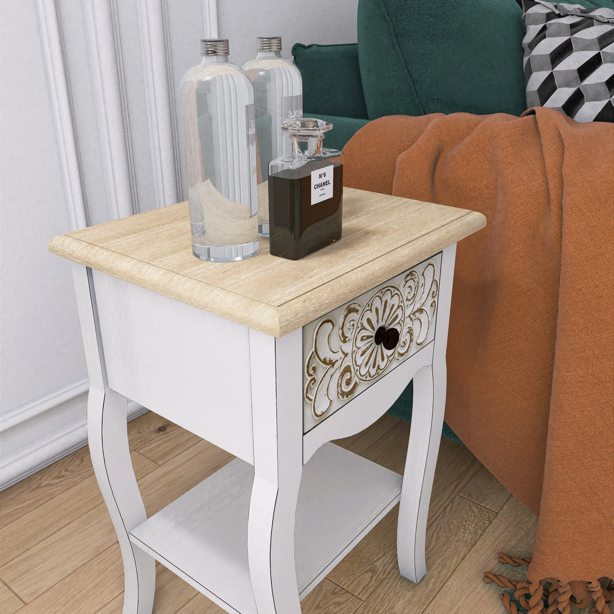 White Wood Accent Storage Cabinet I266486