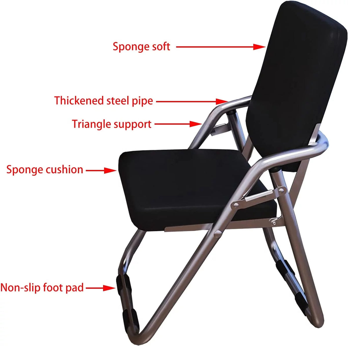 Folding Ergonomic Padded Office Chair Steel Frame Black K32936