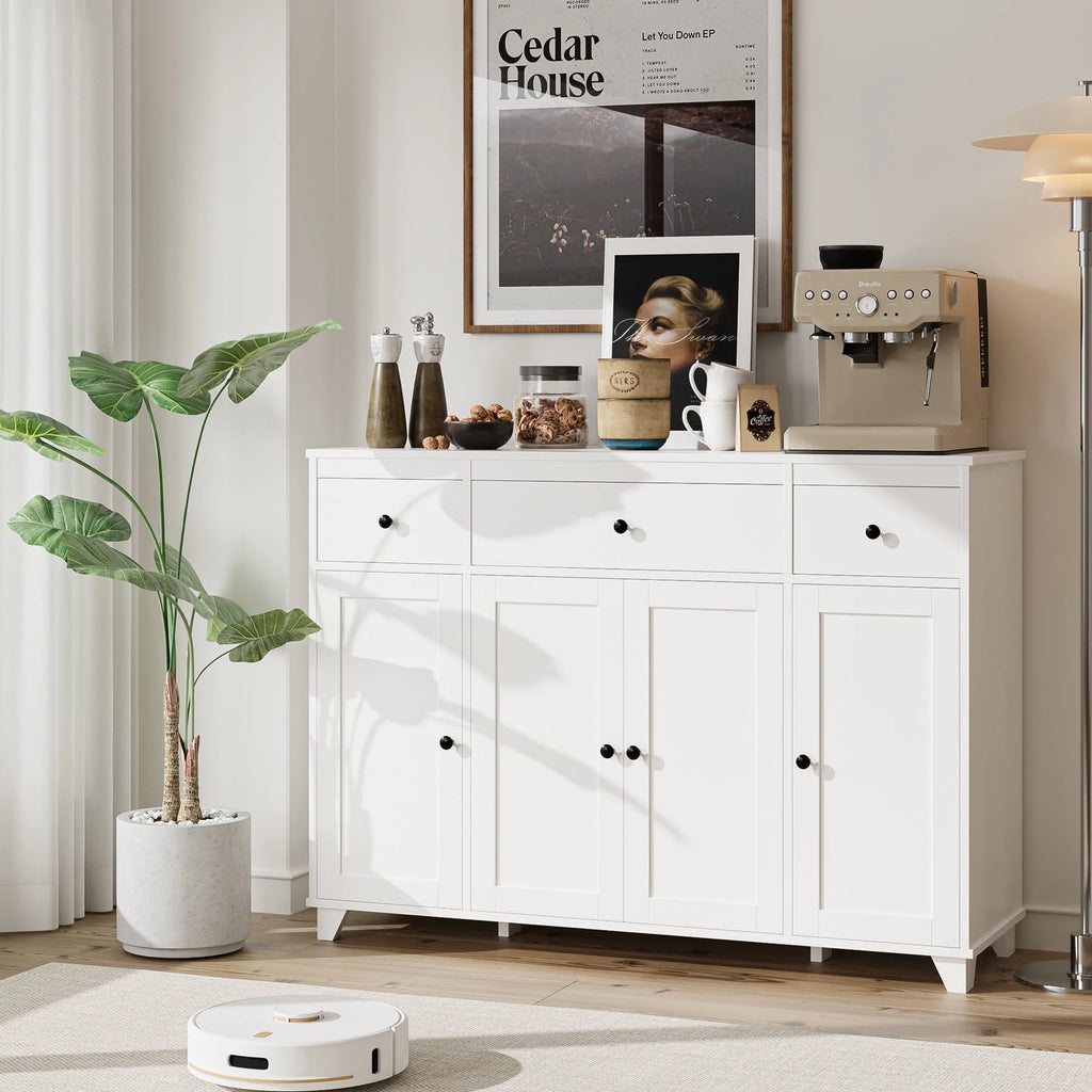 White 3 Drawer Buffet Sideboard Cabinet Q607457