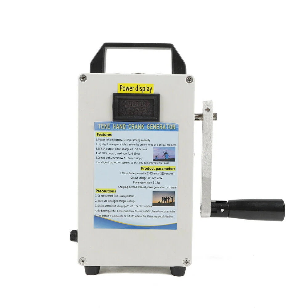 Portable Hand Crank Generator Emergency Power Supply USB Charger V75207