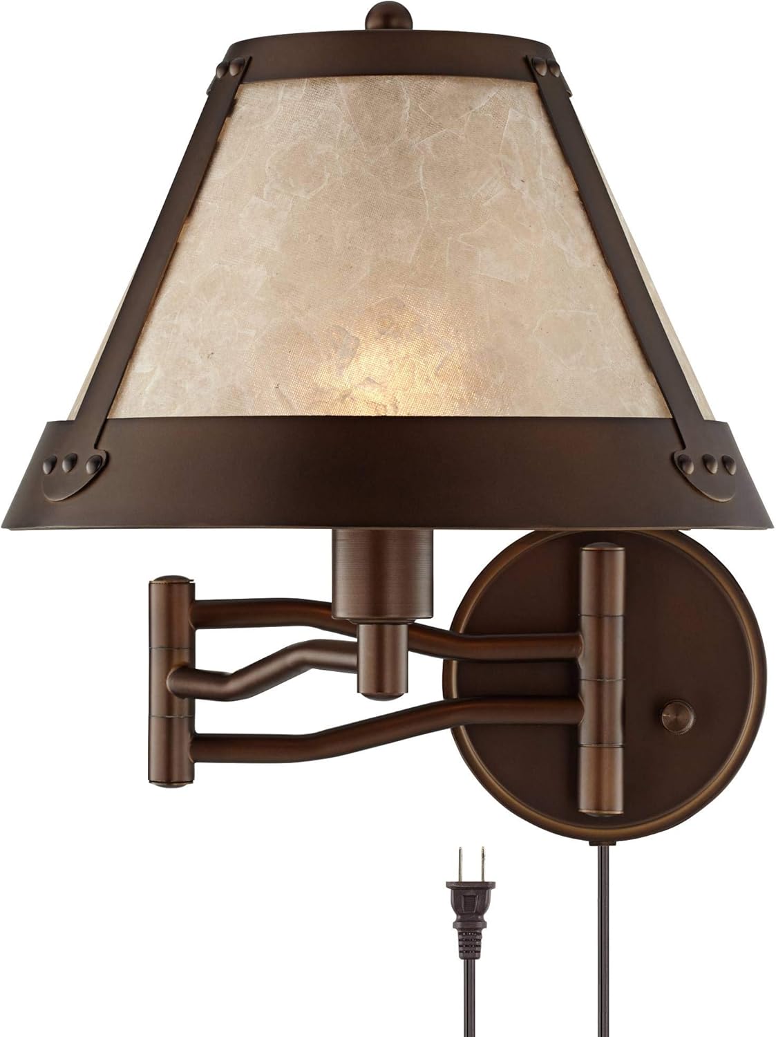 Bronze Swing Arm Wall Lamp with Mica Shade I494