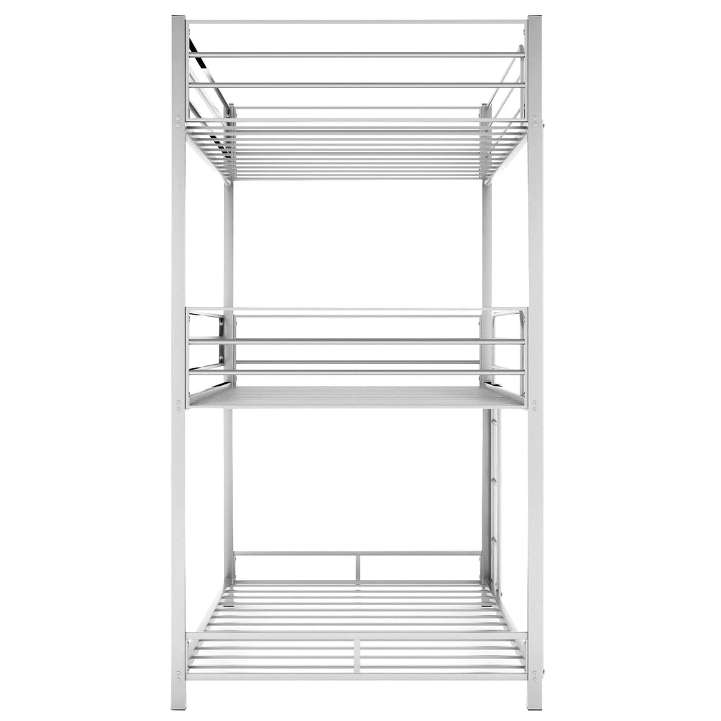 Metal Triple Bunk Bed Twin Over Twin with Ladder and Safety Guardrail E8129