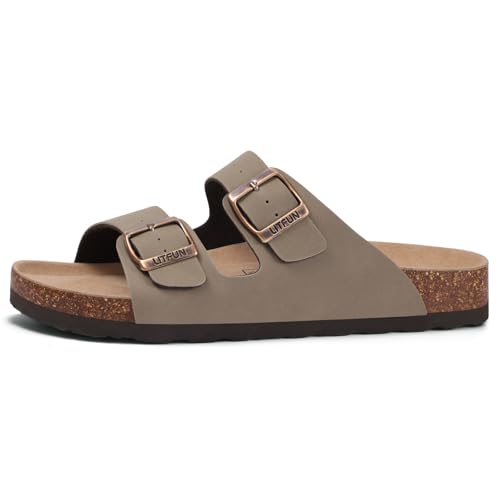 Cork Footbed Slip On Slide Sandals with Adjustable Buckle B31384