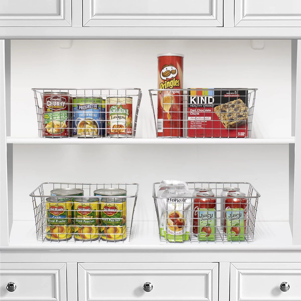 Metal Wire Storage Baskets 4-Pack Silver Q67204