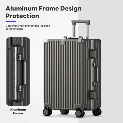 White 20Inch Hardside Carry-on Luggage with Cup Holder USB Port TSA Lock Spinner Wheels H2538