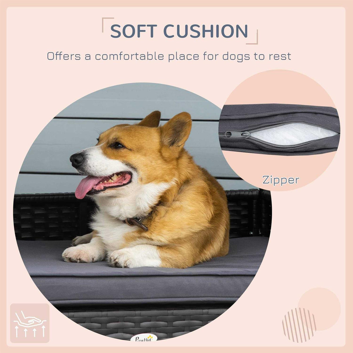 Wicker Elevated Dog House with Removable Cushion P5000